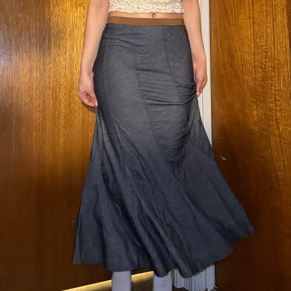 Gray Pleated Trumpet Maxi Skirt for Night Out
